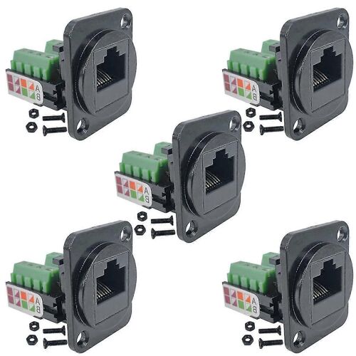 5PCS RJ45 femelle Adaptateur de borne à vis à montage sur panneau,D-Type RJ45 8P8C Femelle à borne 8 broches