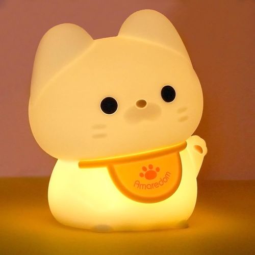 Bnhgc-Veilleuse Chat Adorable, Veilleuse Pour Enfants En Silicone À Lumière Variable, Avec Minuterie Et Commande Tactile Pour Enfant Adulte Chambre Décoration Cadeau