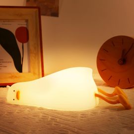 Kuwl-Veilleuse Plate En Forme De Canard Allongé En Silicone Souple - Avec Contrôle Tactile - Rechargeable - Minuterie Et Variateur D'intensité - Pour Enfants, Anniversaire, Festival