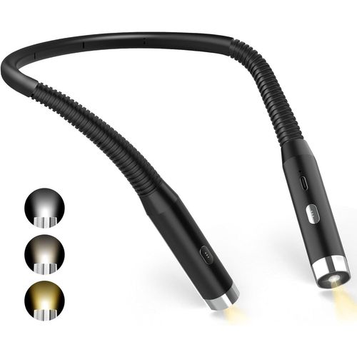 Lampe De Lecture De Cou,Lampe Lecture Rechargeable Au Lit,3 Couleurs Et 3 Niveaux De Luminosité Réglables,Pliable À 360°,Liseuse Led Usb Pour Voyager,Tricoter,Camping