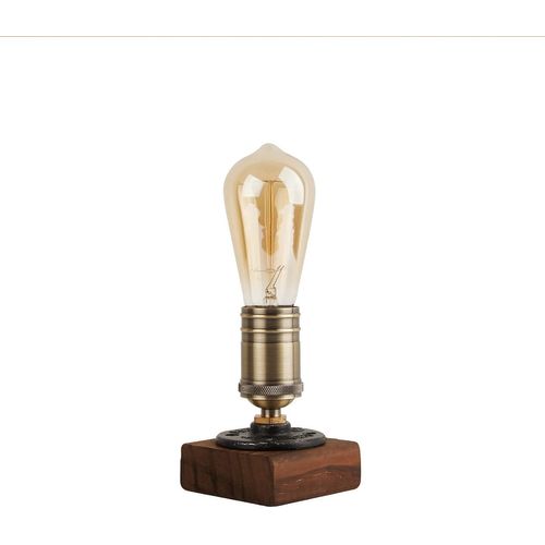 Lampe De Table Vintage Industrielle En Bois Veilleuse Steampunk Lampe De Bureau Ampoule E27 Pour Chambre Salon Maison Art Exposition Café Bar Studio Décor Antique Sans Ampoule