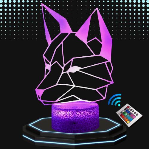 Lampe De Chevet 3d Led Animal Renard - Veilleuse Changement De Couleurs - Luminaire Tactile Bureau Et Chambre Enfant - Eclairage D`Ambiance - Idée Cadeau Anniversaire Et Noël. (Renard2)