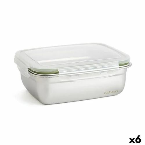 Boîte À Lunch Hermétique Bidasoa Theo Rectangulaire 1,8 L 23 X 18 X 8 Cm Métal (6 Unités)