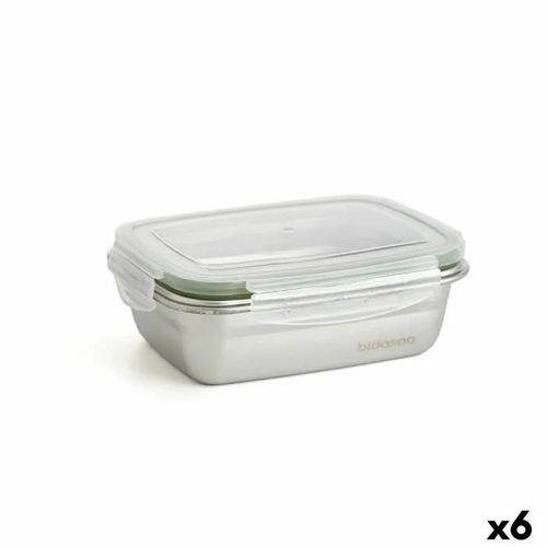 Boîte À Lunch Hermétique Bidasoa Theo 17 X 13 X 6 Cm 550 Ml Argenté Métal (6 Unités)