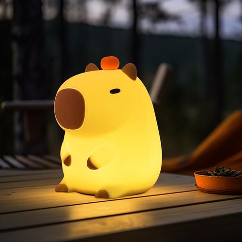 Meimie-Lampe Capybara,Veilleuse Enfant Rechargeable,Veilleuse Silicone Souple,Lampe Kawaii,Veilleuse Animal,Veilleuse Bébé Capybara,Avec Fonction De Gradation Tactile,Pour Chambre D'enfant
