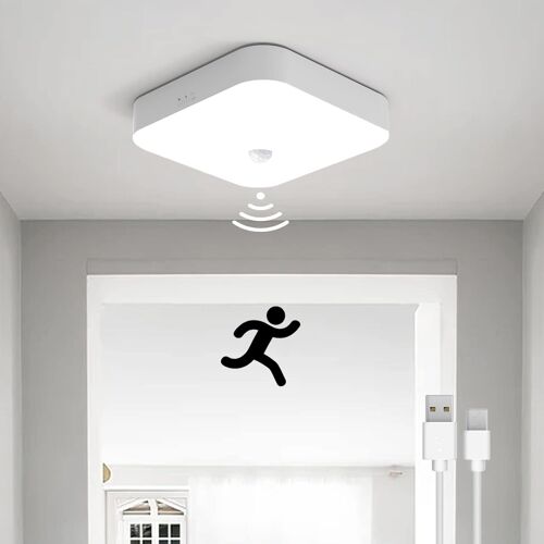 SUBZONAL-Lampe de Plafonnier LED sans Fil Rechargeable USB Detecteur de Mouvement, Eclairage Interieur avec Detecteur, LED Plafond sans Fil pour Douche, Salle de Bain, Garage, Escalier, Couloir, Balc