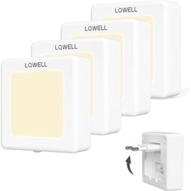 Eryi-® Veilleuse Pliable Avec Capteur Crépusculaire, Veilleuse Luminosité Réglable, Lumière De Prise Automatique, Lumière D'orientation Blanc Chaud Pour Chambre D'enfants Couloir (Blanc, 4 Pièces)
