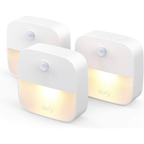 By Anker [Pack De 3] Lumi Veilleuse-Lampe Murale Autocollante Avec Led De Couleur Chaude,Détecteur De Mouvement,Capteur De Lumière,Efficacité Énergétique Pour Chambre,Salle De Bain,Cuisine,Etc.