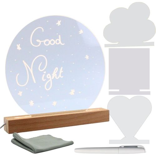 ® Veilleuse Led Personnalisable Pour Enfants Et Familles- Cadeau De Naissance, Baptême, Veilleuse Enfant - Crayon Effaçable, Et 4 Formes Interchangeables (Nuage, Coeur, Rond, Carré)