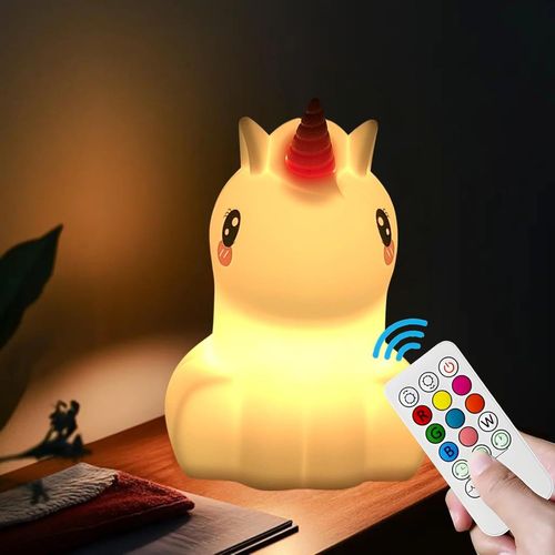 Veilleuse Pour Enfants Licorne Lampe De Chevet Lumière De Chambre Lumières Décoratives - Soin Des Yeux, Luminosité Et Couleur Réglables, Réglage De L'heure, Cadeau De Vacances \U2013 Taille M