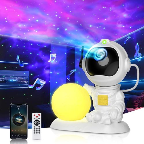 Astronaute Projecteur Galaxie, Projecteur Ciel Etoile Avec Nébuleuse Et Étoile/Minuterie/Télécommande/Bluetooth/Haut-Parleur De Musique, Veilleuse Enfant Meilleur Cadeau Pour Les Enfants