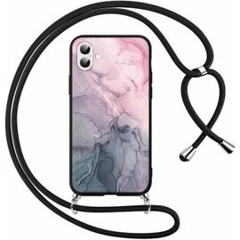 Tzf-Coque Pour Apple Iphone 16 Avec Cordon De Collier, Aesthetic Marbre Motif Étui Housse Réglable Lanyard Corde, Souple Silicone Tpu Antichoc Protection Case Pour Iphone 16 6,1"", Marbre 4