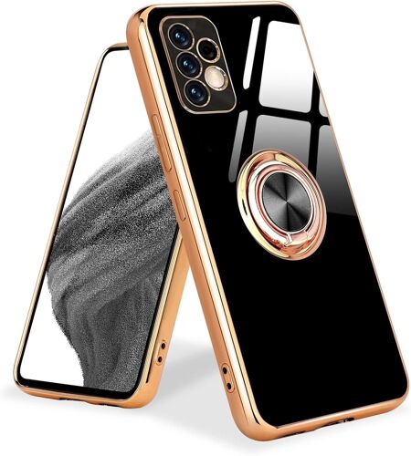 TIANYI-Coque Compatible avec Samsung A53 5G Anneau Etui Silicone Housse 360° Voiture de Bague Magnétique Protection Case Mince en TPU Souple Antichoc pour Samsung Galaxy A53 5G Noir