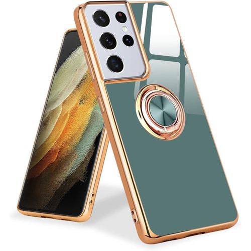 TIANYI-Coque Compatible avec Samsung S21 Ultra 5G Anneau Etui Silicone Housse 360° Voiture de Bague Magnétique Protection Case Mince en TPU Souple Antichoc pour Samsung Galaxy S21 Ultra 5G Gris