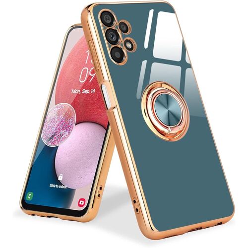 KAL-Coque Compatible Avec Samsung A13 4G Anneau Etui Silicone Housse 360° Voiture De Bague Magnétique Protection Case Mince En Tpu Souple Antichoc Pour Samsung Galaxy A13 4G Gris
