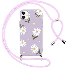 Tzf-Coque Pour Apple Iphone 12/Apple Iphone 12 Pro Avec Cordon De Collier, Aesthetic Fleur Motif Étui Housse Réglable Lanyard Corde, Souple Silicone Tpu Antichoc Case Pour Iphone 12 6,1"", Floral 1