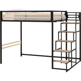 Lit Mezzanine Leon - 140x190 Cm - Métal Noir En Très Bon État