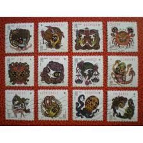 Féérie Astrologique : Animaux Du Zodiaque Stylisés Série Complète Année 2014 Autoachésifs N° 941 942 943 944 945 946 947 948 949 950 951 952 Yvert Et Tellier