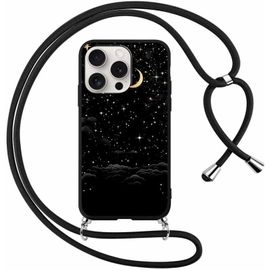 Tzf-Coque Pour Apple Iphone 11 Pro Avec Cordon De Collier, Aesthetic Planète Motif Étui Housse Réglable Lanyard Corde, Souple Silicone Tpu Antichoc Protection Case Pour Iphone 11 Pro 5,8"", Lune