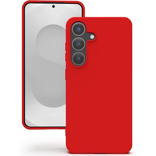 Coque Pour Samsung Galaxy S25 Plus, Housse En Silicone Doux Avec Découpes Précises Pour Caméra, Design Ultra Mince, Protection 360° À Bords Surélevés - Rouge