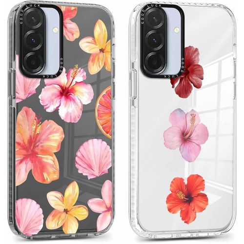 Sjzg-2 Pièces Coque Pour Samsung Galaxy A36 5g 6,64'', Étui De Protection Avec Aesthetic Design Fleur Hibiscus Motif, Tpu Transparente Femme Housse Etui Bumper Cover Pour Samsung A36 5g, Fleur