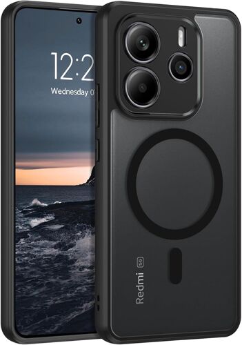 JGD-Coque pour Xiaomi Redmi Note 14 5G, Compatible avec MagSafe, Magnétique Etui Translucide Mat Arrière Housse Fine Protection Antichoc Anti-Rayures Case pour Xiaomi Redmi Note 14 5G, Noir