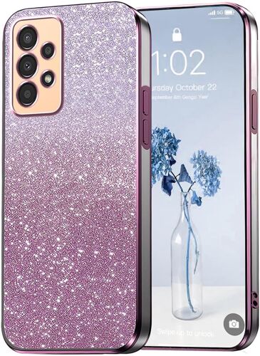 KALANKA-Paillettes Coque pour Samsung Galaxy A13 4G - Étui Transparente Glitter Dessin Élégant Souple Ultra Fine Fille Femme Légère Antichoc Housse (Rose)