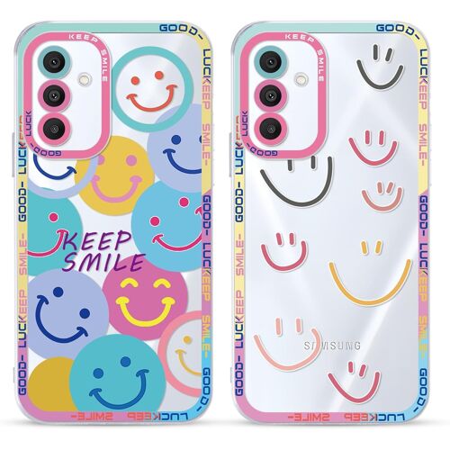 SJZG-2 Pièces Coque Pour Samsung Galaxy S25+ 5G 6,7"" Motif De Emoji Et Smile Fille Femme Étui, Transparente Housse De Protection Antichoc Tpu Mignon Aesthetic Design Case Cover Pour Samsung S25+