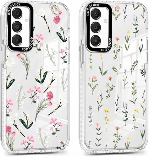SJZG-2 X Coque Pour Samsung Galaxy S24 Fe 5G 6,7"", Transparente Étui Avec Aesthetic Motif Fleur, Mince Tpu Souple Silicone Housse Antichoc Protection Filles Femmes Case Cover Pour Samsung S24 Fe, 24
