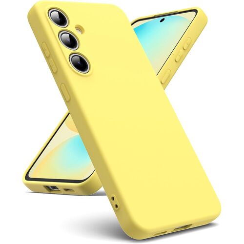 KWEX-- Coque Samsung Galaxy S24 FE 5G, [Silicone TPU Liquide] [Intérieur Microfibre] Souple Étuis en Caoutchouc Housse Antichoc Protection Bumper Coque S24 FE - Jaune