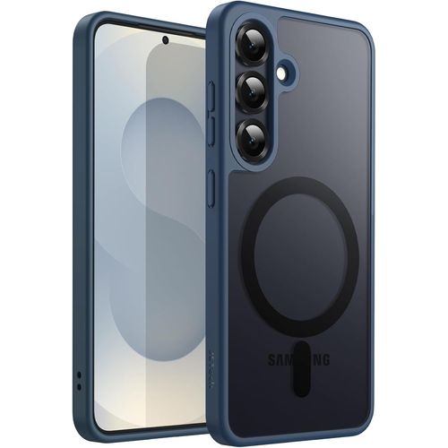 Coque Magnétique Pour Samsung Galaxy S25+ / S25 Plus 5g, Compatible Avec Magsafe, Étui Housse Antichoc À Dos Translucide Mat (Bleu Orage)