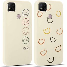 2 Pièces Coque Pour Xiaomi Redmi 9c / 9c Nfc 4g 6,53"", Ultra Fine Souple Silicone Tpu Avec Motif Souriant Face Design Étui, Antichoc Anti-Rayures Bumper Protection Housse Pour Xiaomi Redmi 9c