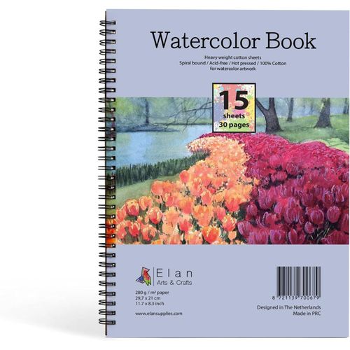Carnet De Aquarelle A4, 15 Feuilles 300gsm Italien 100% Coton Papier Pour Aquarelle, Bloc De Aquarelle À Reliure Spirale, Cahier De Aquarelle A4, Bloc De La Peinture Huile, Papier Peinture A4