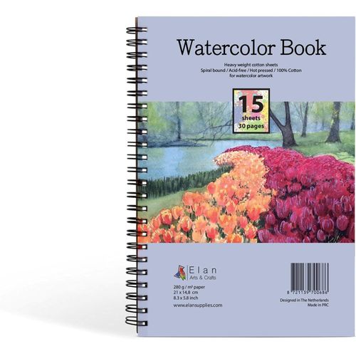 Carnet De Aquarelle A5, 15 Feuilles 300gsm Italien 100% Coton Papier Pour Aquarelle, Bloc De Aquarelle À Reliure Spirale, Cahier De Aquarelle A5, Bloc De La Peinture Huile, Papier Peinture A5