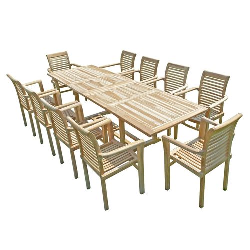 Salon De Jardin En Teck Batan 10 Fauteuils Empilables