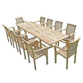 Salon De Jardin En Teck Batan 10 Fauteuils Empilables