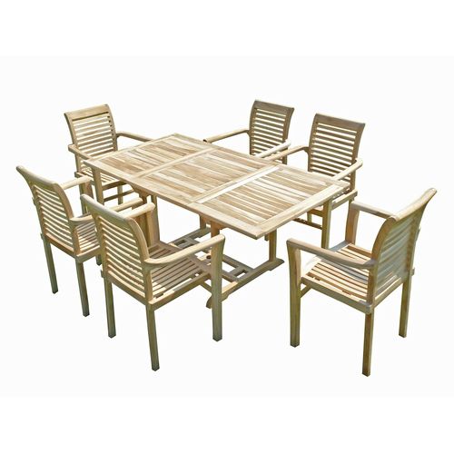 Ensemble Salon De Jardin En Teck Serang 6 Fauteuils Empilables
