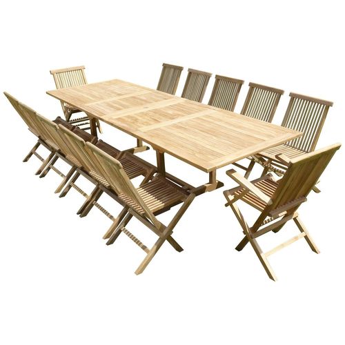 Ensemble De Jardin En Teck Premium Kirang 10 Chaises 2 Fauteuils Jenae
