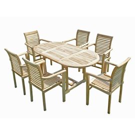 Ensemble Salon De Jardin En Teck Solo 6 Fauteuils Empilables