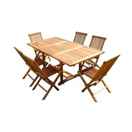 Ensemble Salon De Jardin En Teck Aspect Huilé Sidan 6 Chaises Jumak