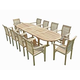 Salon De Jardin En Teck Henua 10 Fauteuils Empilables