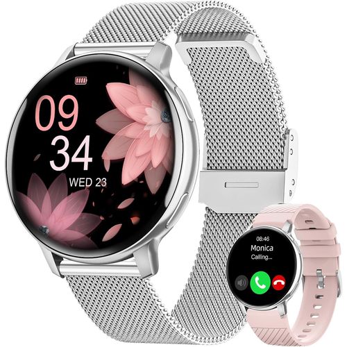 Montre Connectée Femme avec Appel Bluetooth 5.3, Smartwatch IP68 avec Fonction Féminine/120+ Modes Sport/Fréquence Cardiaque/Sommeil/SpO2 Montre Connectée Podomètre Calories Android iOS Or