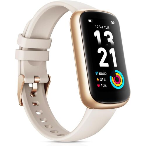 ChenQuanSarl-Montre Connectée Femme, 1,47'' Montre Sport Avec Cardiofrequencemetre/Oxymetre/Sommeil/, Podometre Trackers D'Activité, Notification/Etanche 3Atm Bracelet Connecté Pour Android Ios, Or R