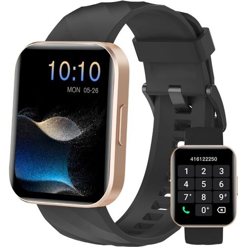 Montre Connectée Homme Femme Appel Bluetooth Podometre Cardiofrequencemetre Oxymetre Montre Sport Etanche Ip68 Cycle Menstruel Suivi Sommeil Notification Pour Android Ios (Or Noir)