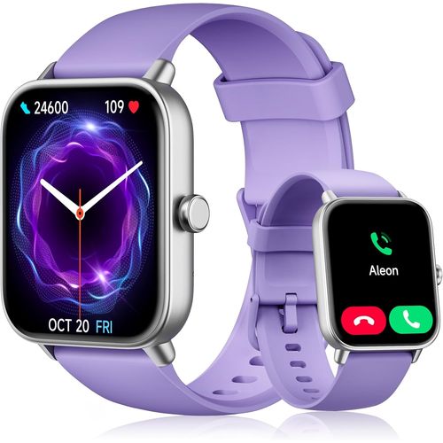 Montre Connectée Femme pour Samsung,iPhone,Android,1,8"" Montre Connectée Femme avec Appel Bluetooth,Voix de l'IA,Alexa intégrée,Smartwatch Moniteur de SpO2,Sommeil,Podometre,Calories,IP68-Violet