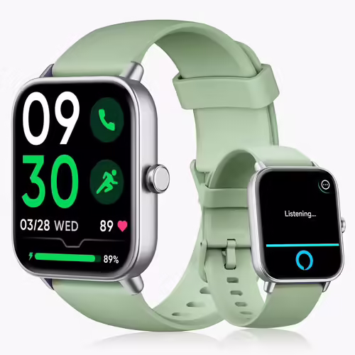 Montre Connectée Homme Femme Pour Samsung,Iphone,Android,1,8"" Montre Connectée Femme Avec Appel Bluetooth,Voix De L'Ia,Alexa Intégrée,Smartwatch Moniteur De Spo2,Sommeil,Podometre,Calories,Ip68-Vert