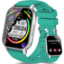 Montre Connectée Homme Femme,1.85"" Hd Smartwatch Avec Appel Bluetooth,110+ Modes Sportifs,Montre Intelligente Etanche Ip68 Avec Podometre/Sommeil/Cardiofrequencemetre Pour Android Ios,Bleu-Vert