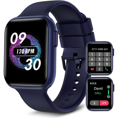 Bebinca Montre Connectée Homme Femme(Passer/Répondre à des appels Haut-Parleur) 1,7"" HD Dépister Microphone/28Modes Sportifs/Fréquence Cardiaque/SpO2 IP68 Étanche Batterie Puissante¿Bleu¿
