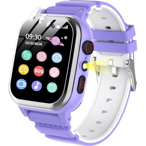 Montre Connectée Enfant 26 Jeux Podomètre Téléphone Sos Caméra Hd Vidéo Lecteur Mp3 Réveil Calories Digitale Smart Watch Montre Enfant Garcon Garçon Fille 3 4 5 6 7 8 9 10 Ans (Violet)