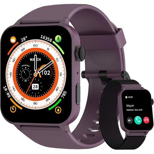 Montre Connectée Hommes Femmes, Montre de Fitness de 1,85 Pouces avec appels et réponse, Montre de Sport, 100+ Modes Sportifs, Podomètre, Moniteur de Sommeil, Montre de Suivi de Fitness